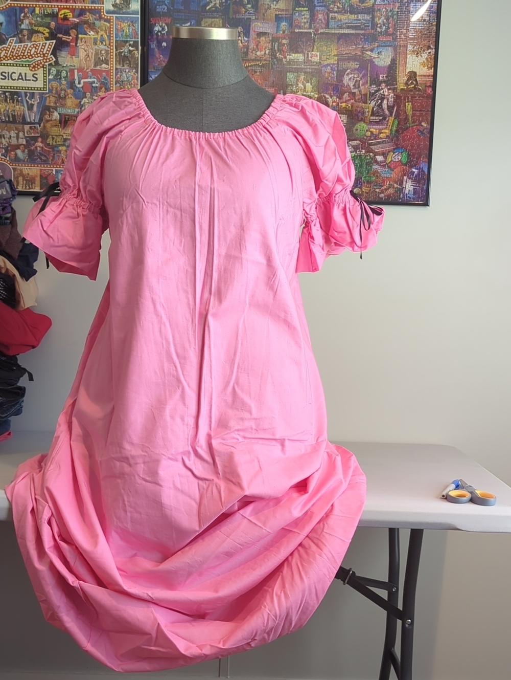LoriAnn Costume Design Pink Puff Sleeve Peasant UnderDress
